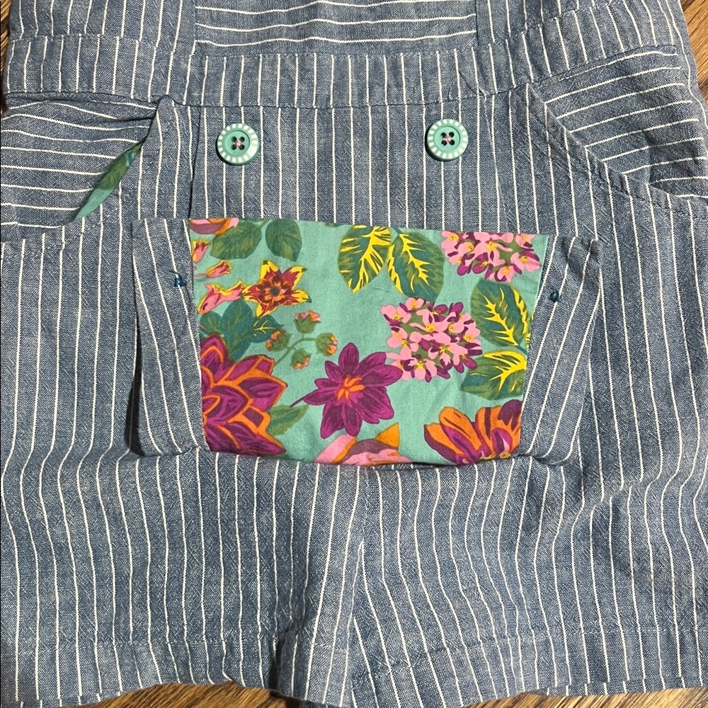 Matilda Jane Girls Chambray Romper With Colorful Buttons & Ruffle Straps - Picture 3 of 7